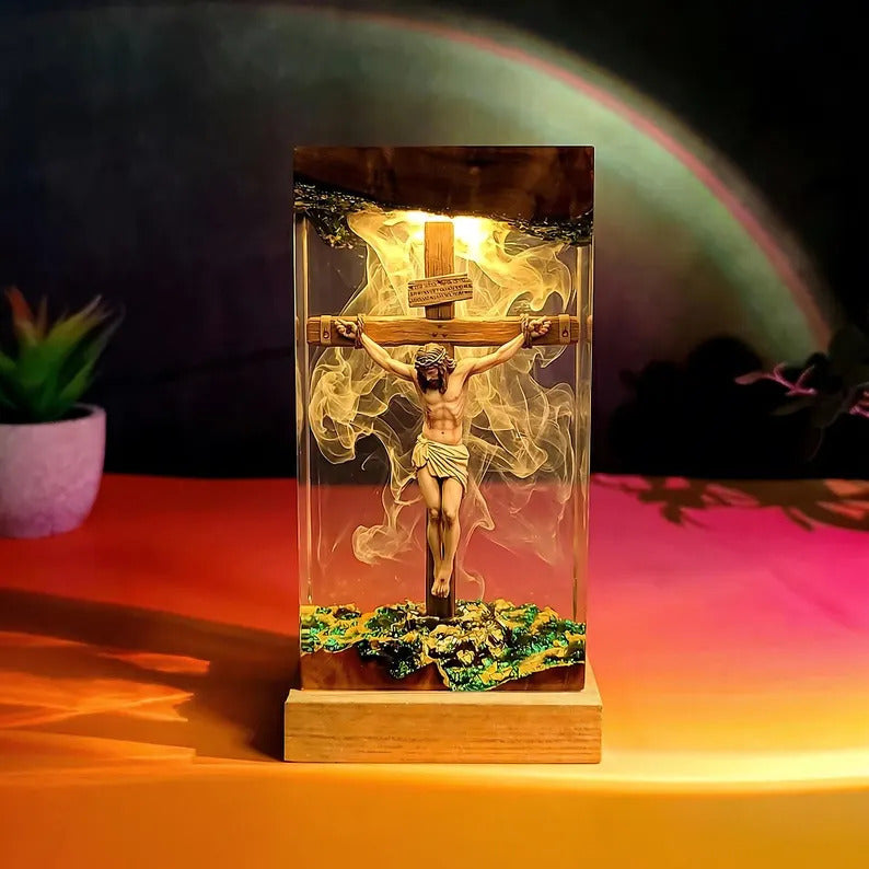 Faith-inspired hand-poured resin lamp gift